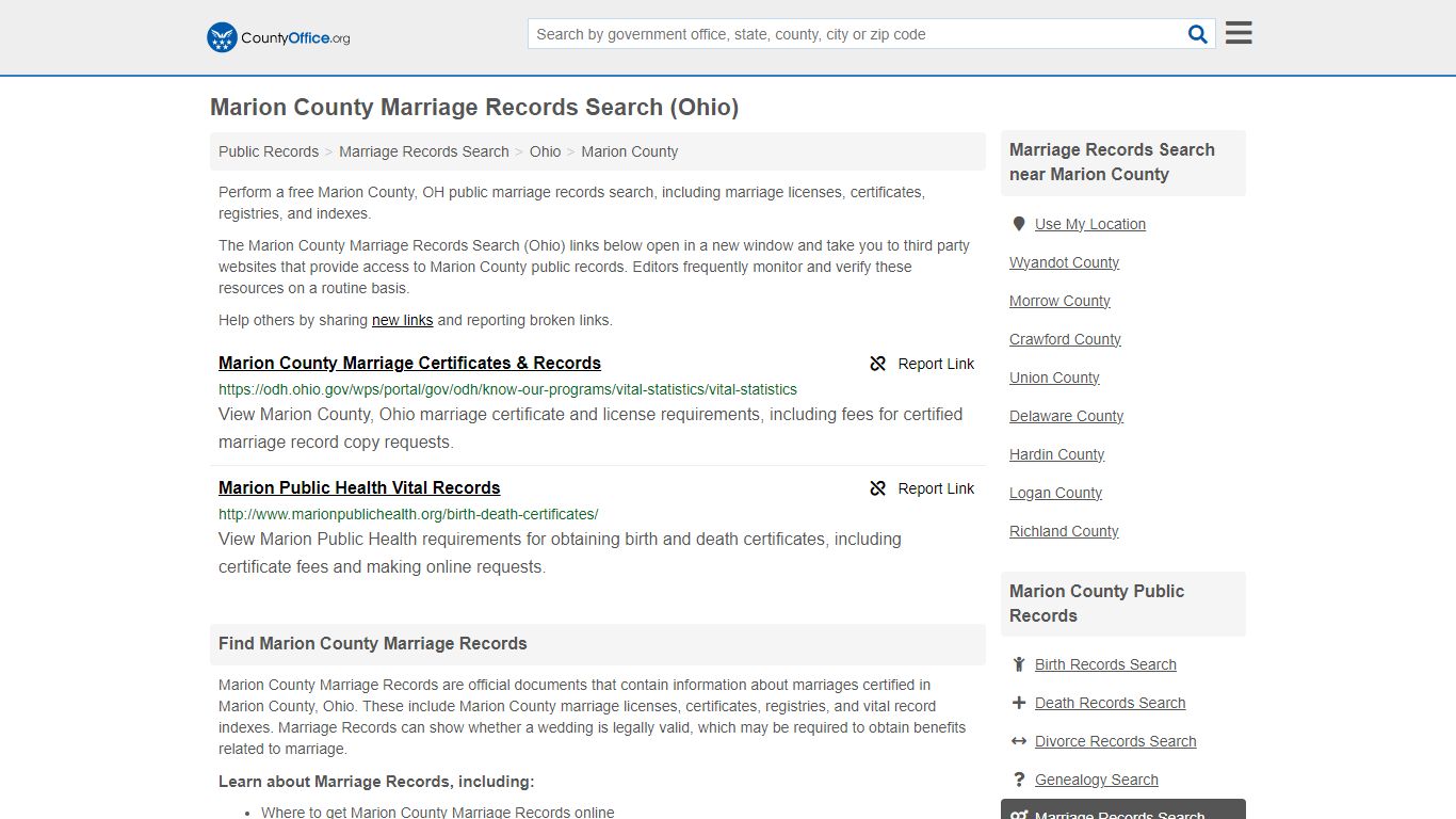 Marion County Marriage Records Search (Ohio) - County Office