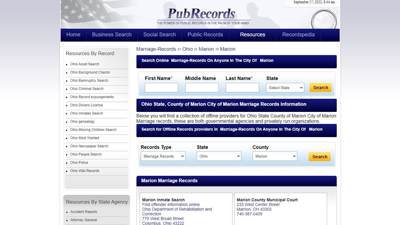 Marion, Marion County, Ohio Marriage Records